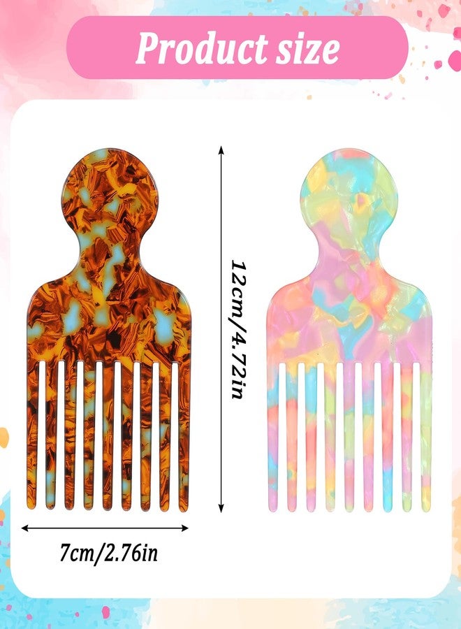 Thrymme 2 Pcs Hair Picks for Women, Wide Tooth Comb for Curls, Curly Hair Pick Comb Smooth Detangling & Lifting Styling Tool for Thick Long Hairs, Volumizing & Reduces Knots, Colorful - Image 2